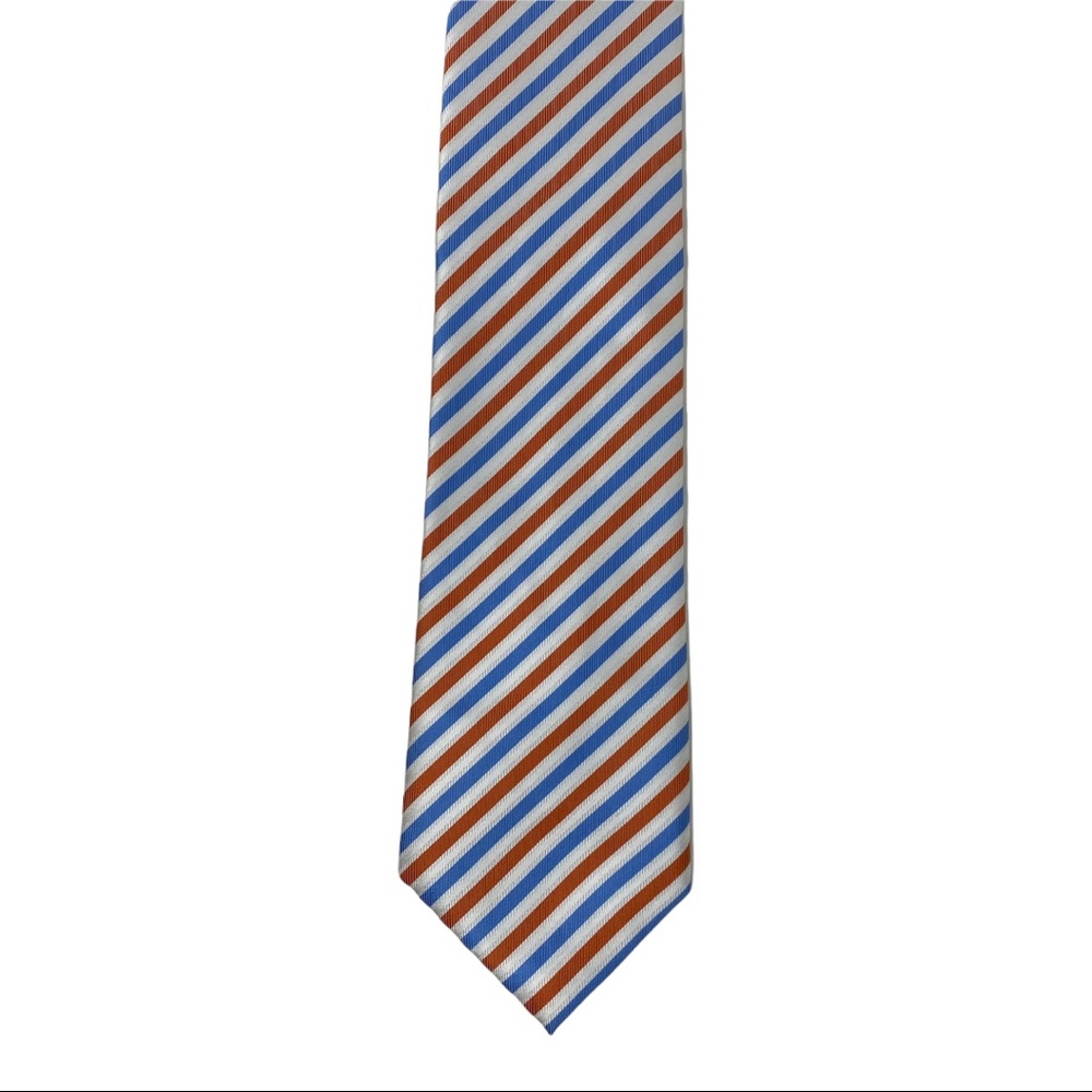 John Sparks Striped Polyester Tie, White